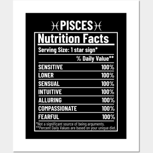 Pisces Nutrition Facts Label Posters and Art